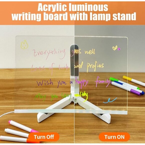 LED Note Board with Colors - Led Acrylic Dry Erase Board with Light & Adjustable - Picture 2 of 4